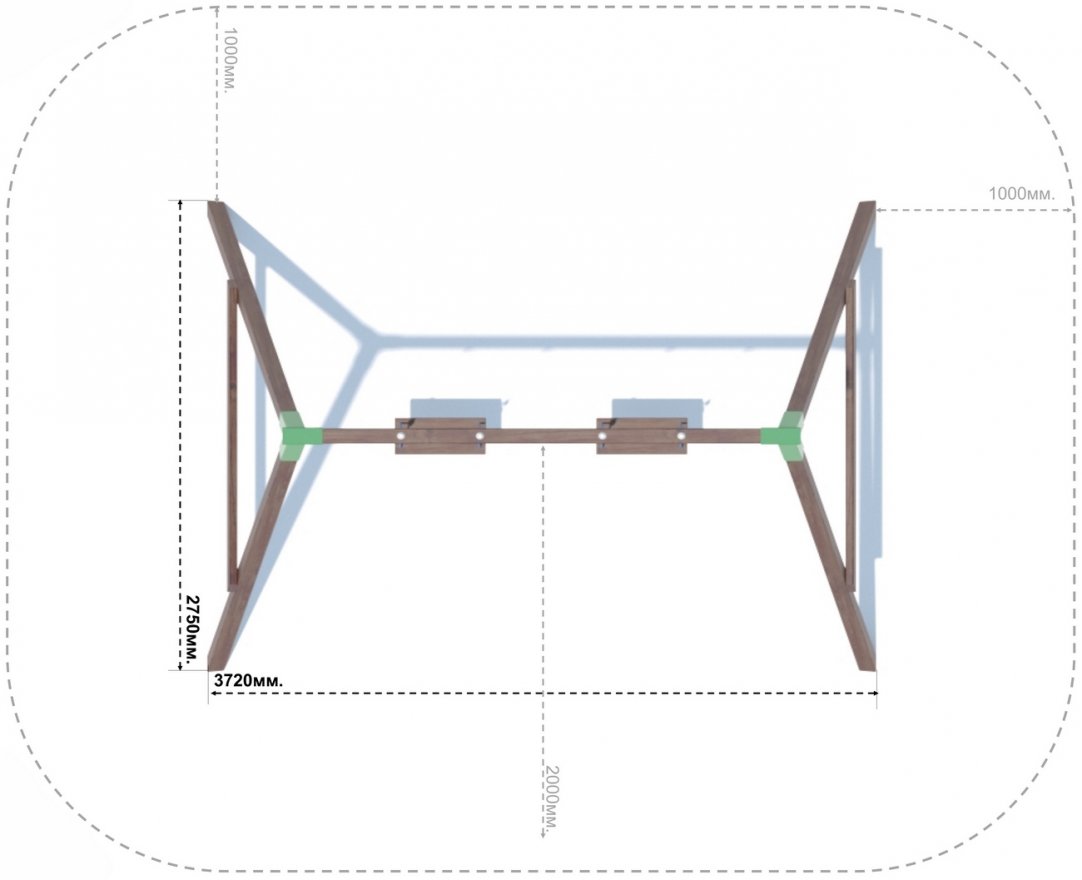 Качели деревянные серия O1 модель 1 с сидениями на канатах - вид 3