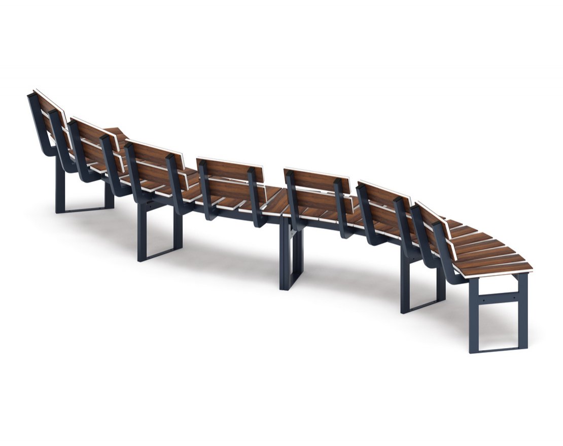 Скамья Модульная радиальная (темный дуб) МФ 42.01.21 (под анкера) - вид 2