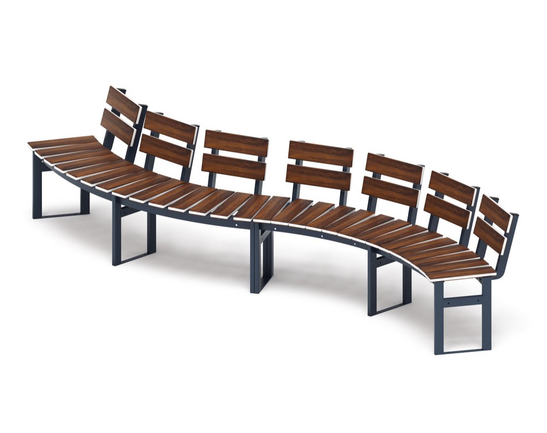 Скамья Модульная радиальная (темный дуб) МФ 42.01.21 (под анкера) - вид 4