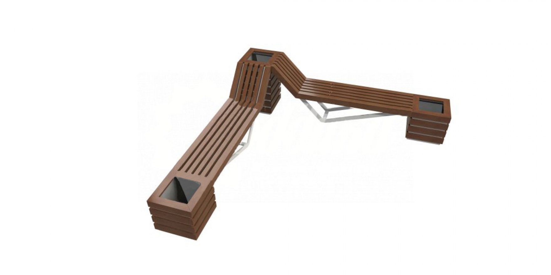 Скамейка стальная угловая с вазонами Персефона - вид 3