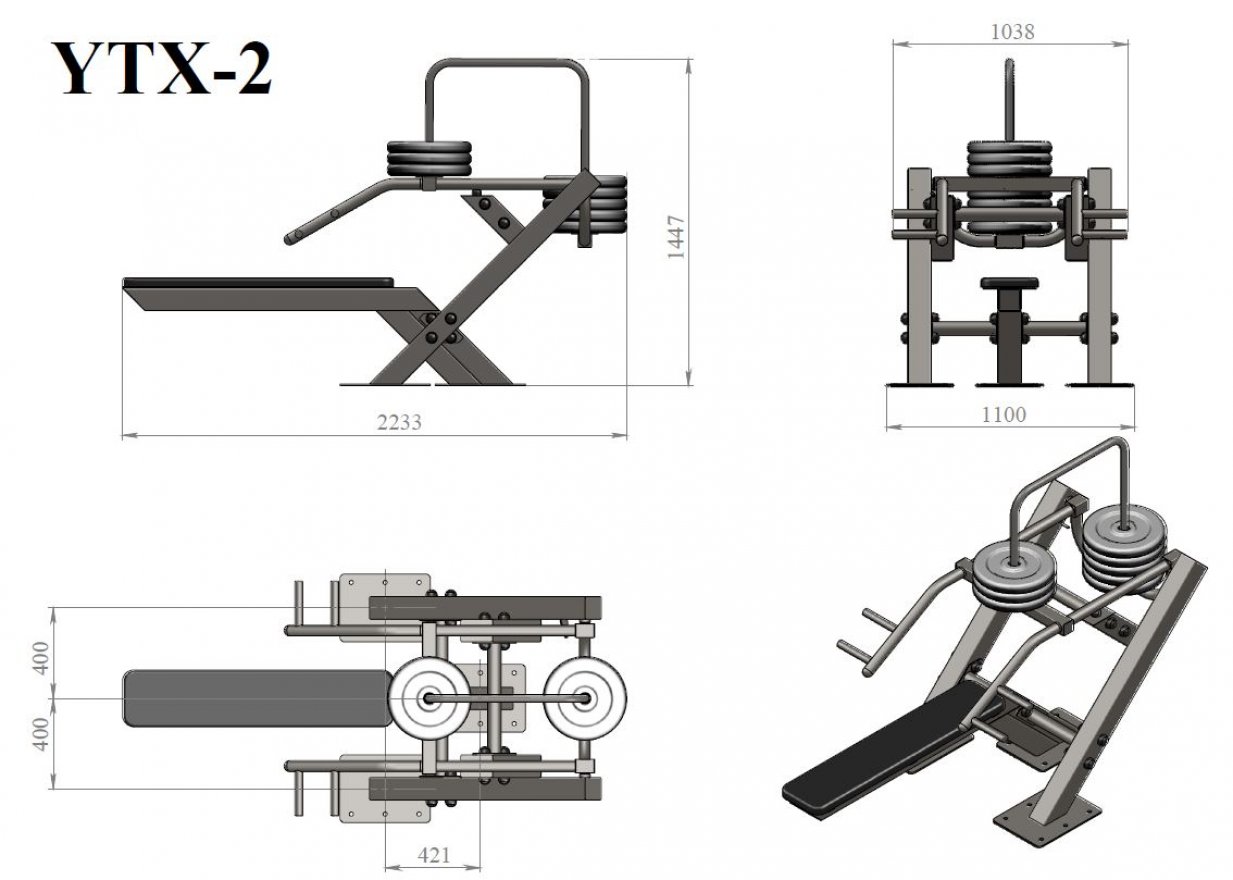 Уличный тренажер TORUDA Жим от груди лежа 2 - вид 5